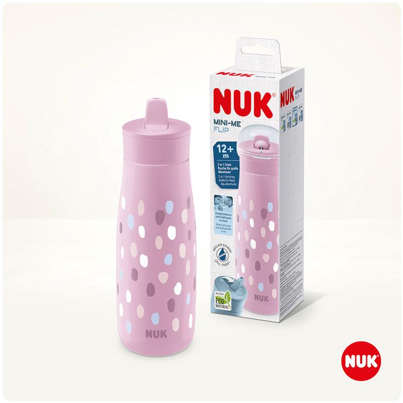 Φωτογραφία προϊόντος: Nuk Mini-Me Flip Cup Drinking Bottle Αθλητικό Παγουράκι Πουά Ροζ 450ml