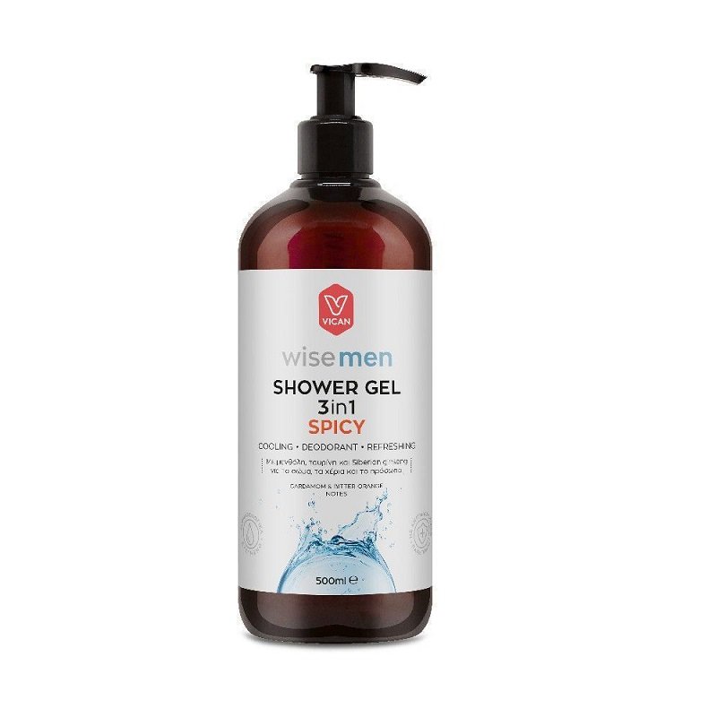 Φωτογραφία προϊόντος: Vican Wise Men Shower Gel Spicy Ανδρικό Αφρόλουτρο Με Αίσθηση Φρεσκάδας Με Κάρδαμο - Bitter Orange 500ml