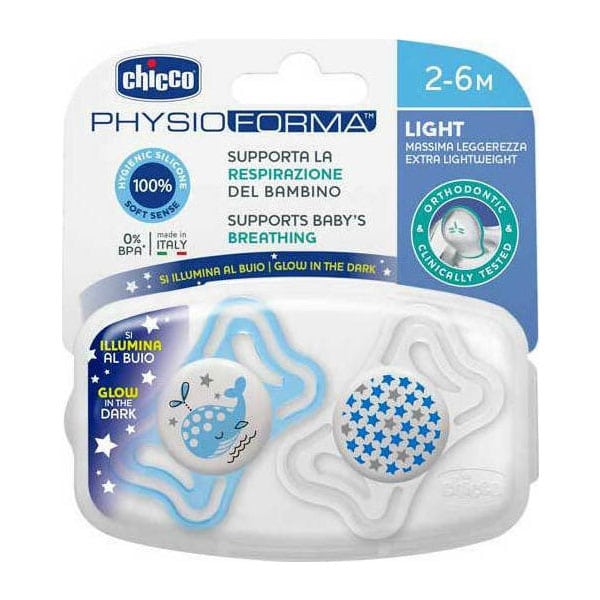 Φωτογραφία προϊόντος: Chicco PhysioForma Light Πιπίλα Σιλικόνης 2-6μηνών (Διάφανη Πουά - Ροζ Φαλαινάκι) 2τμχ