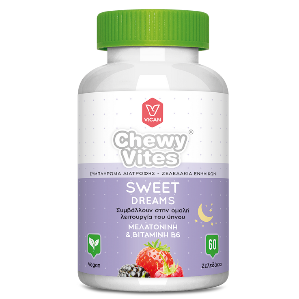Φωτογραφία προϊόντος: VICAN Chewy Vites Adults Sweet Dreams Συμπλήρωμα Διατροφής για Ενήλικες με Γεύση Μούρα 60 ζελεδάκια
