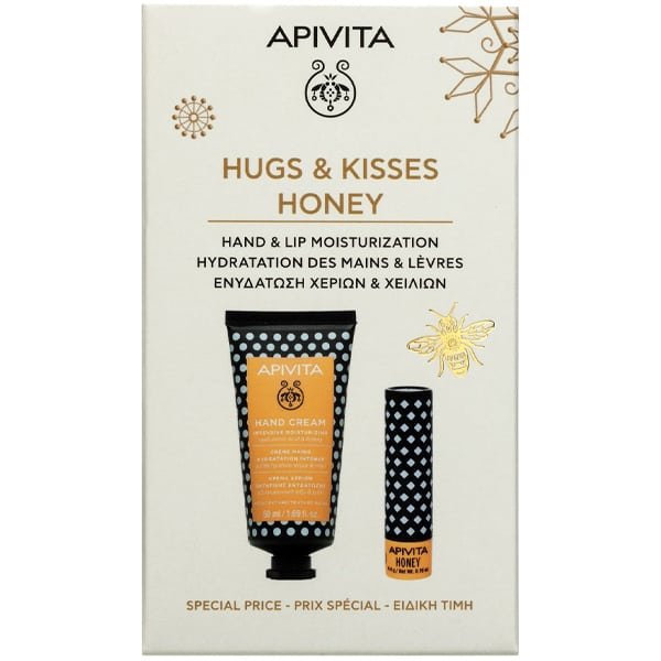 Φωτογραφία προϊόντος: Apivita Promo Hugs & Kisses με Κρέμα Χεριών Εντατικής Ενυδάτωσης με Υαλουρονικό Οξύ & Μέλι, 50ml & Honey Balm για Σκασμένα Χείλη, 4.4g, 1σετ