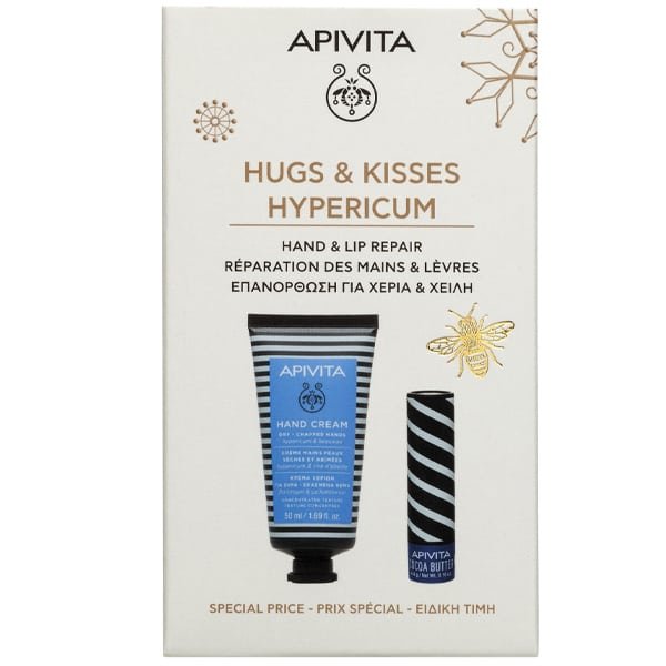 Φωτογραφία προϊόντος: Apivita Promo Hugs & Kisses με Κρέμα Χεριών με Βάλσαμο & Μελισσοκέρι για Σκασμένα Χέρια, 50ml & Cocoa Butter Balm για Ενυδάτωση, 4.4g, 1σετ