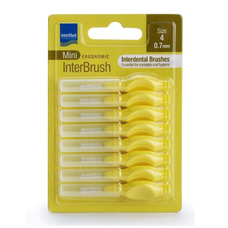 Φωτογραφία προϊόντος: Intermed Ergonomic Mini Μεσοδόντια Βουρτσάκια με Λαβή 0.7mm Κίτρινα 8τμχ