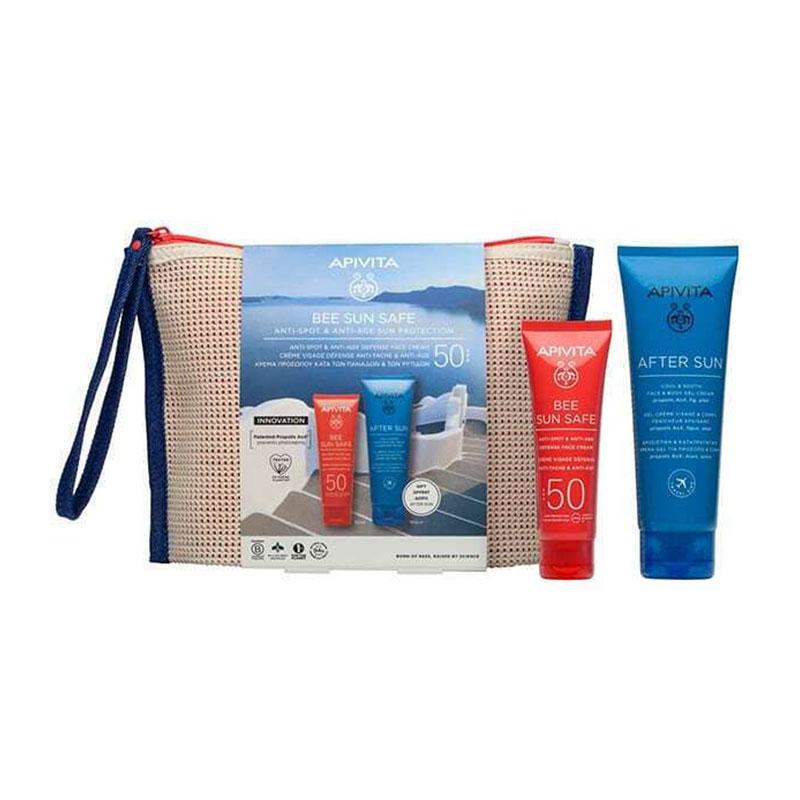 Φωτογραφία προϊόντος: Apivita Promo Bee Sun Safe Anti-Spot & Anti-Age Defence Face Cream Spf50, 50ml & ΔΩΡΟ After Sun Cool & Sooth Face & Body Gel-Cream Travel Size 100ml & ΔΩΡΟ Νεσεσέρ