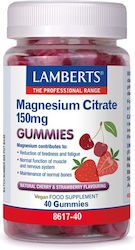 Φωτογραφία προϊόντος: LAMBERTS Magnesium Citrate 150mg Gummies με Γεύση Φράουλα και Κεράσι 40 Gummies
