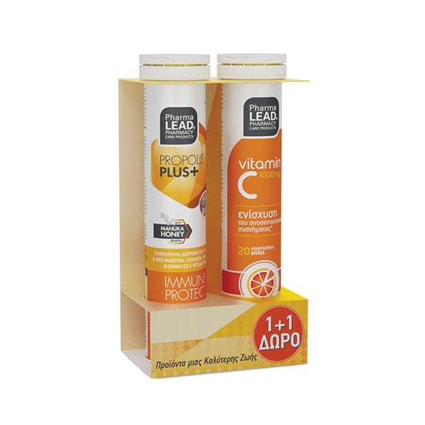 Φωτογραφία προϊόντος: Pharmalead Propolis Plus+ With Manuka Honey 20 αναβράζοντα δισκία & Vit C 1000mg 20 αναβράζοντα δισκία Πορτοκάλι