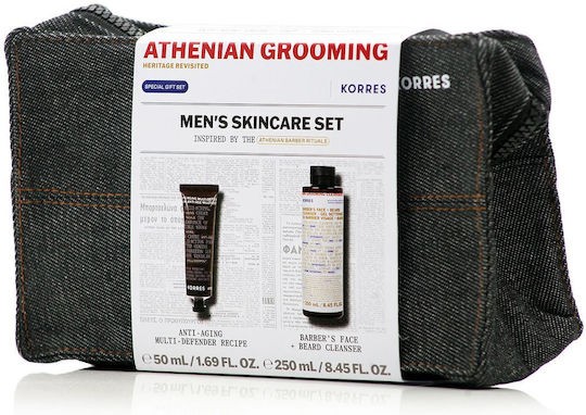 Φωτογραφία προϊόντος: Korres Promo Athenian Grooming Anti-Aging Multi-Defender Recipe Ανδρική Αντιγηραντική Κρέμα 50ml + Barber's Face & Beard Cleanser Καθαριστικό για Πρόσωπο και Γένια 250ml