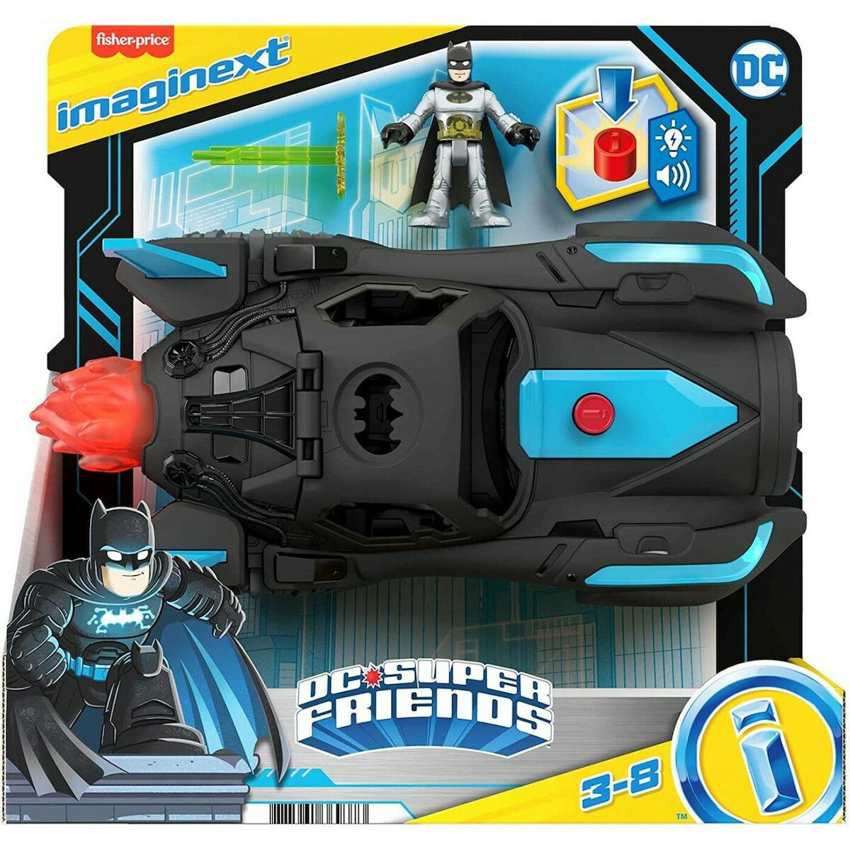 Φωτογραφία προϊόντος: Mattel Imaginext Batman και Batmobile Με Φώτα και Ήχους (HGX96)