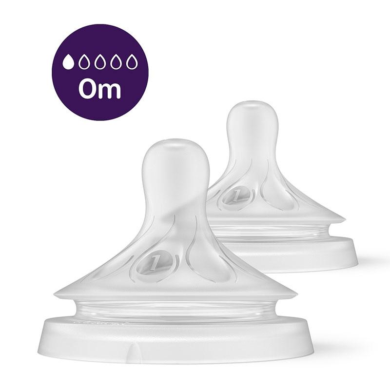 Φωτογραφία προϊόντος: Philips Avent Θηλές Σιλικόνης Natural Response Ροή 1 0m+ 2 Τεμάχια (SCY961/02)