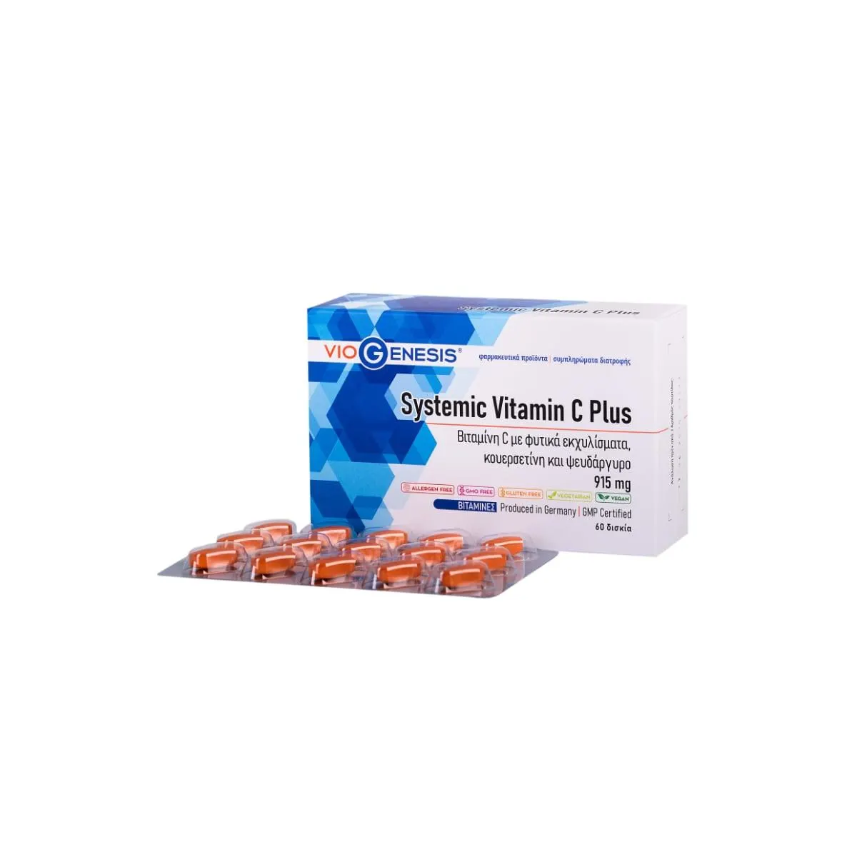 Φωτογραφία προϊόντος: VIOGENESIS Vitamin C Systemic Plus 915 mg 60 Tabs