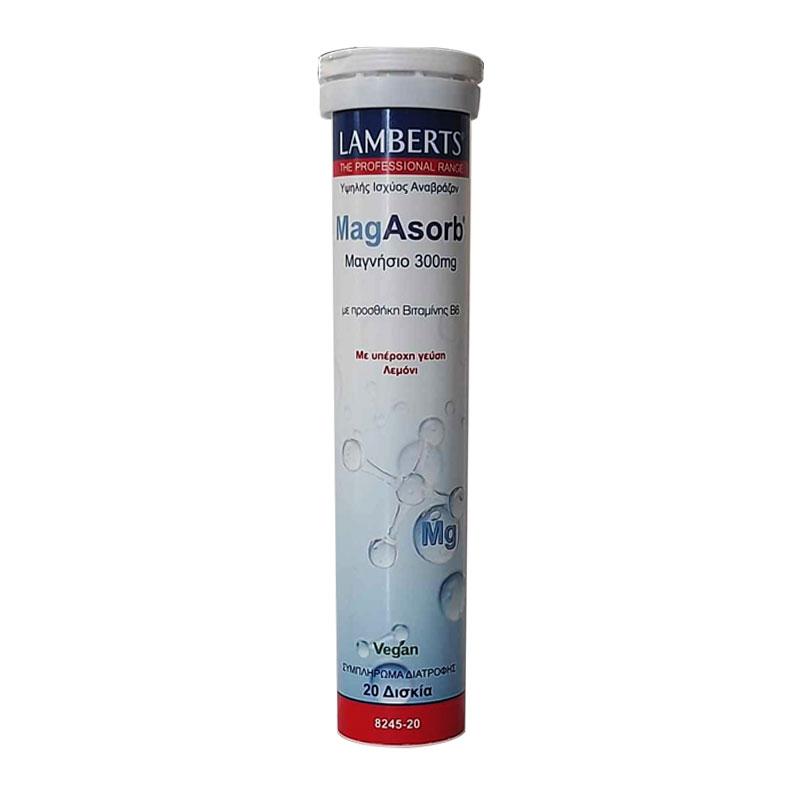 Φωτογραφία προϊόντος: Lamberts MagAsorb Μαγνήσιο 300mg 20 Αναβράζοντα Δισκία