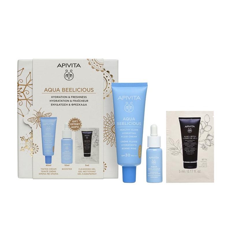Φωτογραφία προϊόντος: Apivita Promo Aqua Beelicious Κρέμα Προσώπου Ενυδάτωσης με Χρώμα SPF30 40ml & Δώρο Booster Ενυδάτωσης 30ml & Black Gel Καθαρι...