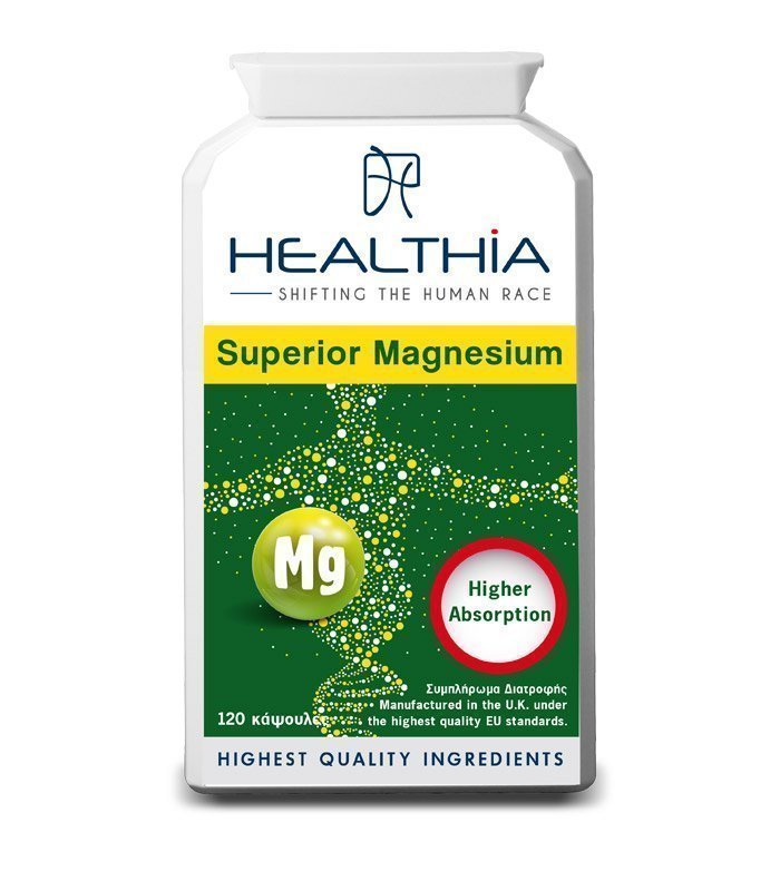 Φωτογραφία προϊόντος: HEALTHIA Superior Magnesium, Συμπλήρωμα Διατροφής για την Ημικρανία και τον Πονοκέφαλο, 120 caps