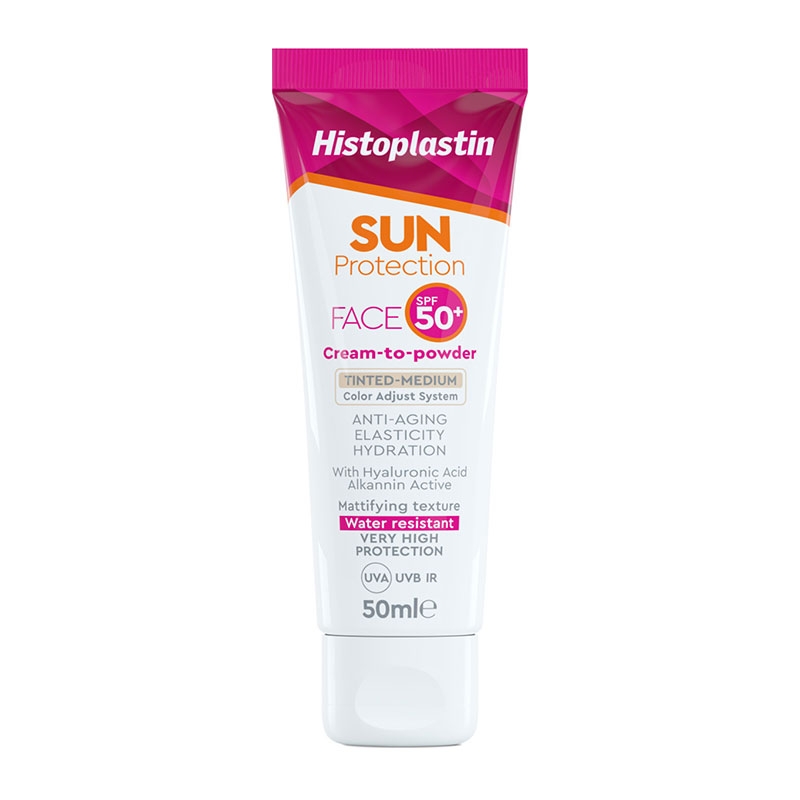Φωτογραφία προϊόντος: HISTOPLASTIN Sun Protection Tinted Face Cream to Powder Medium SPF50 Αντηλιακή Κρέμα Προσώπου με Χρώμα για Καθημερινή Χρήση, 50ml