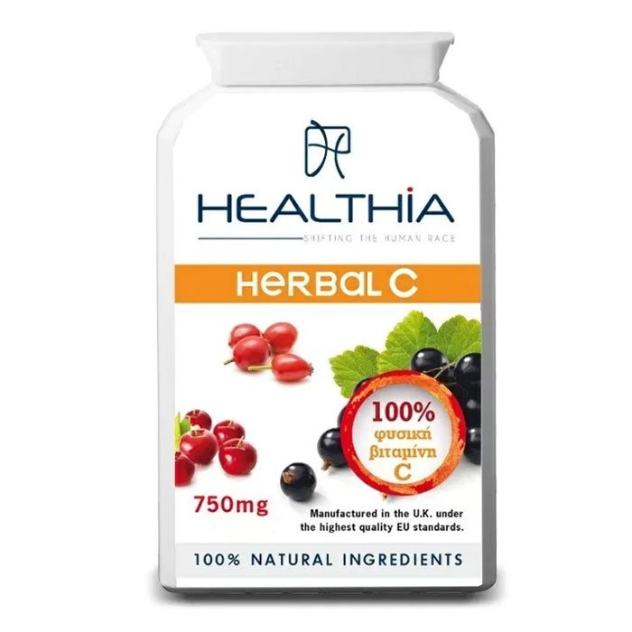 Φωτογραφία προϊόντος: HEALTHIA HERBAL C Βιταμίνη 750mg, Συμπλήρωμα Διατροφής με 100% Φυσική Βιταμίνη C για Δυνατό Ανοσοποιητικό,120 caps