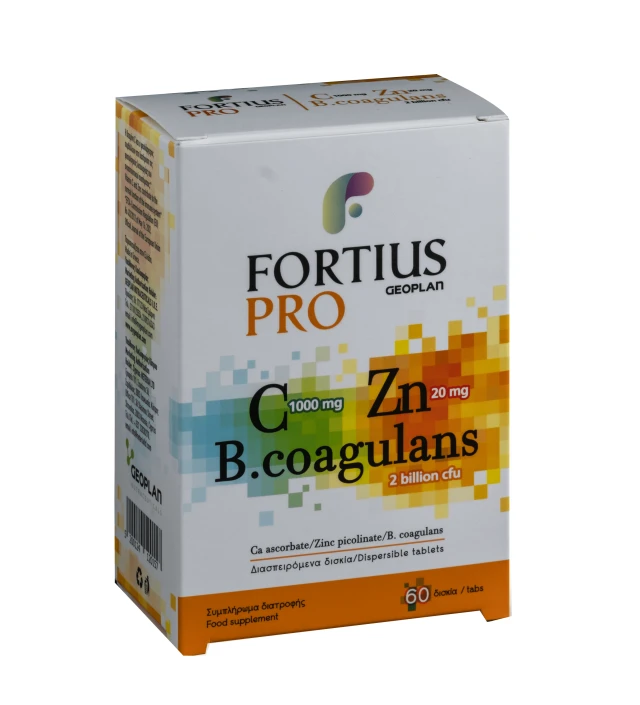 Φωτογραφία προϊόντος: GEOPLAN Fortius Pro Vitamin C 1000mg + Zinc 20mg + Probiotics 60 διασπειρόμενα δισκία