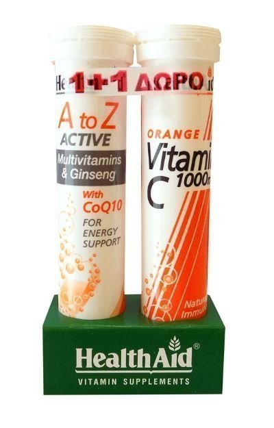 Φωτογραφία προϊόντος: HEALTH AID A to Z Αctive Multivitamis + Q10 20tabs &amp; ΔΩΡΟ Vitamin C 1000mg 20tabs