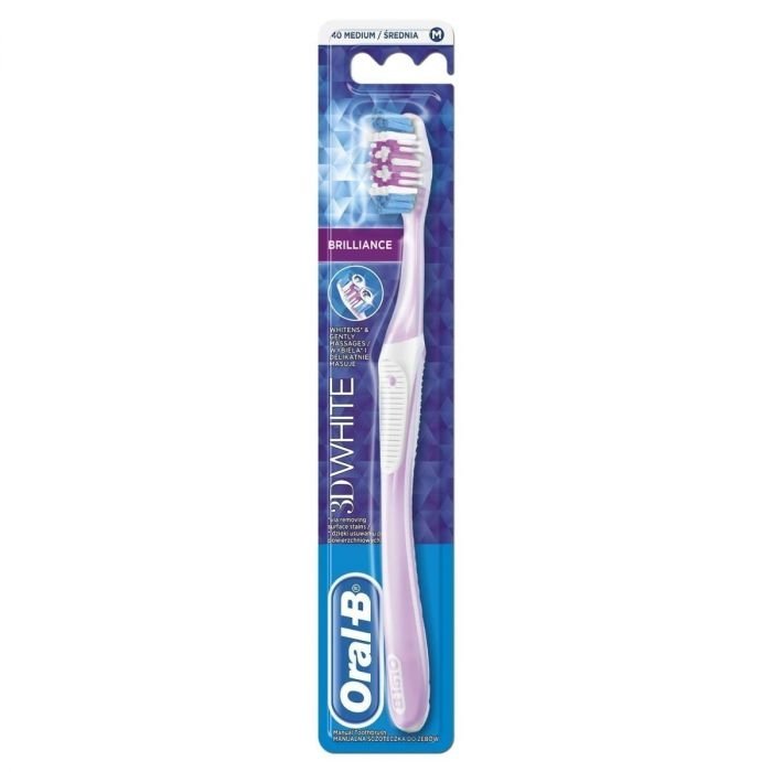 Φωτογραφία προϊόντος: ORAL B 3D White Brilliance 40 Medium Μέτρια Οδοντόβουρτσα για Λεύκανση Δοντιών σε Ροζ Χρώμα, 1τμχ