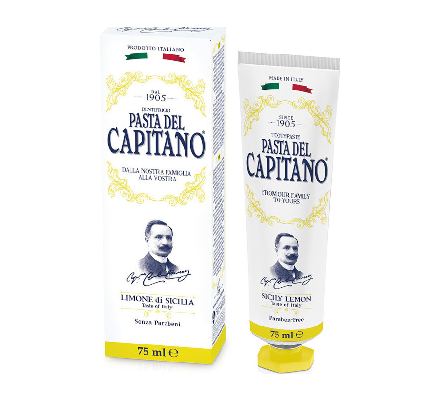 Φωτογραφία προϊόντος: Pasta Del Capitano Οδοντόπαστα με Φυτικό εκχύλισμα Λεμονιού - Sicily lemon 75ml &amp; ΔΩΡΟ Whitening Soft Μαλακή Οδοντόβουρτσα Λεύκανσης