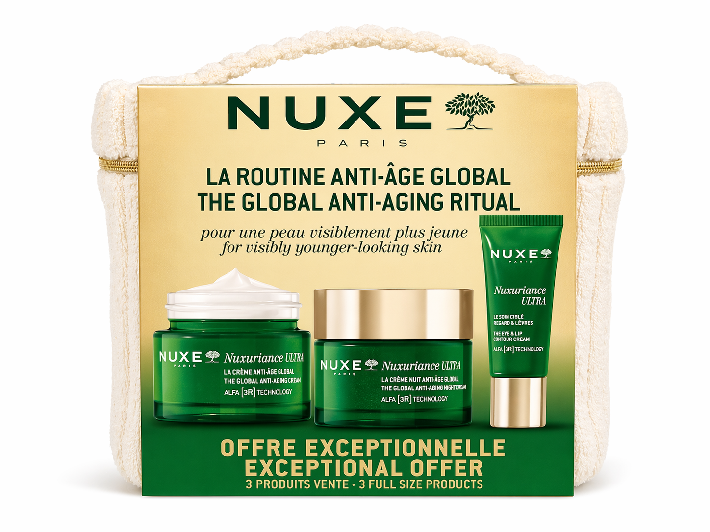 Φωτογραφία προϊόντος: NUXE The Global Anti-aging Ritual Nuxuriance Ultra Promo Anti-Aging Cream Αντιγηραντική Κρέμα Ημέρας, 50ml, Night Cream Αντιγηραντική Κρέμα Νυκτός, 50ml &amp; The Eye &amp; Lip Con