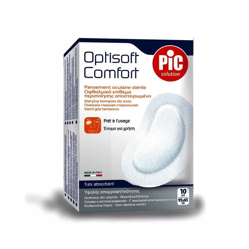 Φωτογραφία προϊόντος: PIC SOLUTIONS PIC SOLUTION Optisoft Comfort Αποστειρωμένο Οφθαλμικό Επίθεμα 95mm x 65mm, 10τμχ