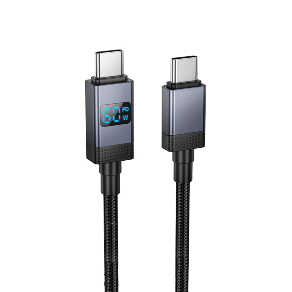 Φωτογραφία προϊόντος: Hoco Καλώδιο X118 Generous USB-C σε USB-C 60W Fast Charging 3A με Ένδειξη Φόρτισης Braided Μαύρο 1m