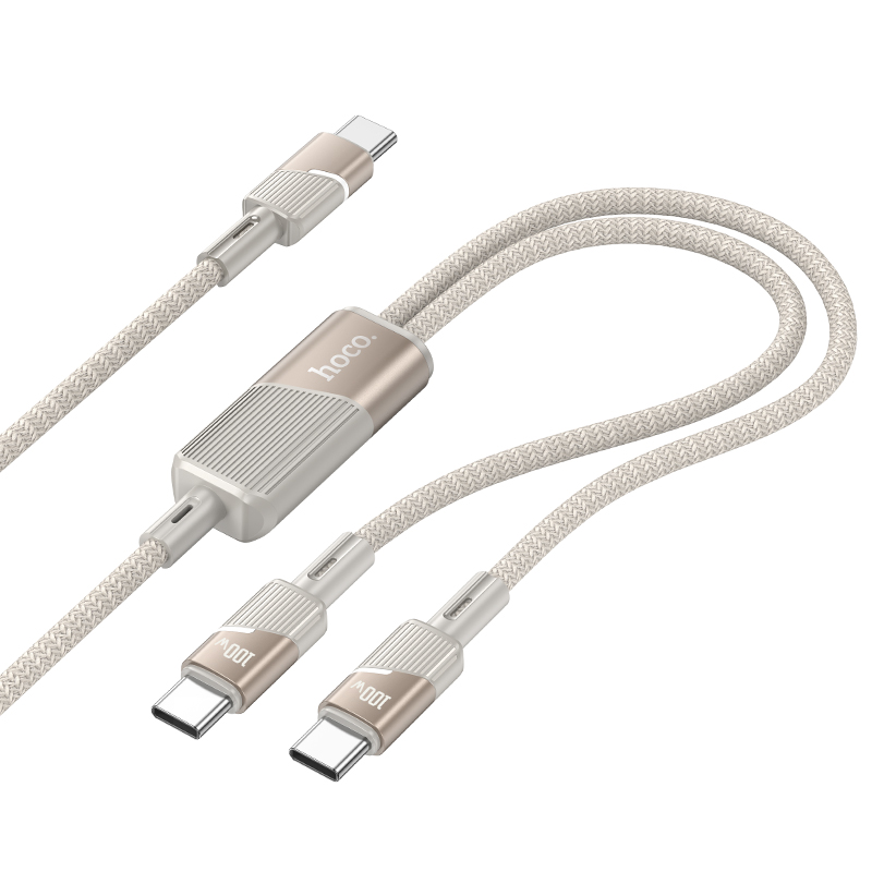 Φωτογραφία προϊόντος: Καλώδιο Σύνδεσης Hoco U139 USB-C σε 2 x USB-C 100W 20V/5A Χρυσό 1.2m.