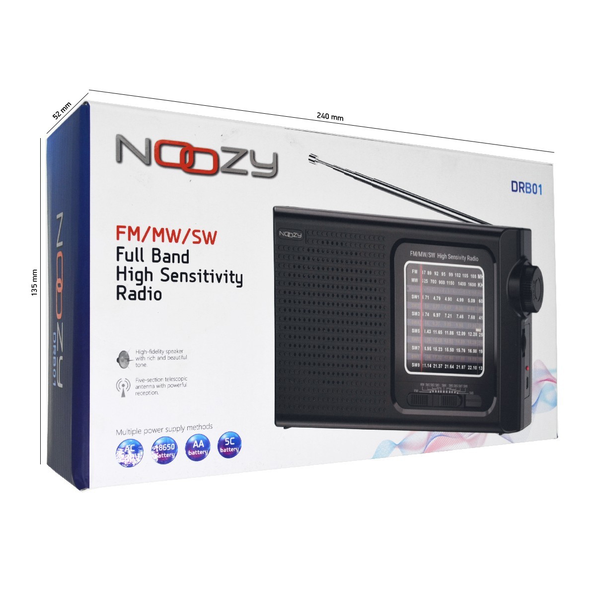 Φωτογραφία προϊόντος: Φορητό Ραδιόφωνο Noozy DRB01 FM/MW/SW Λειτουργεί με Τροφοδοσία Ρεύματος ή Μπαταρία Υποστηρίζει Φόρτ