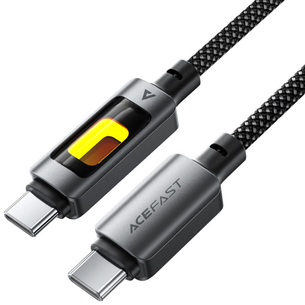 Φωτογραφία προϊόντος: Hoco Καλώδιο Acefast C21-03 USB-C σε USB-C 60W 3A Fast Charge USB2.0 με LED Φωτισμό Braided Μαύρο 1.2m