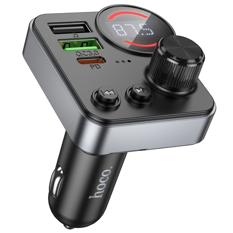Φωτογραφία προϊόντος: Bluetooth FM Transmitter Hoco E86 Alegria 48W με 2xUSB-A και 1xUSB-C BT 5.4 Υποστηρίζει και Αναπαραγ