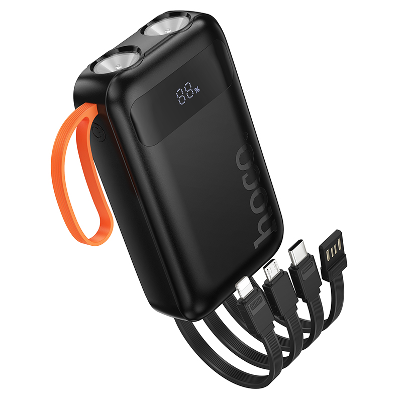 Φωτογραφία προϊόντος: Power Bank Hoco J151 Spirit 10000mAh με 4 Καλώδια Φόρτισης, Φακό και LED Ένδειξη Μαύρο