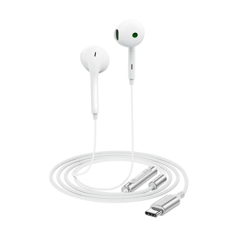 Φωτογραφία προϊόντος: Hands Free Acefast L7 Earphones Stereo USB-C με Μικρόφωνο και Πλήκτρο Λειτουργίας Braided Λευκό 1.2m