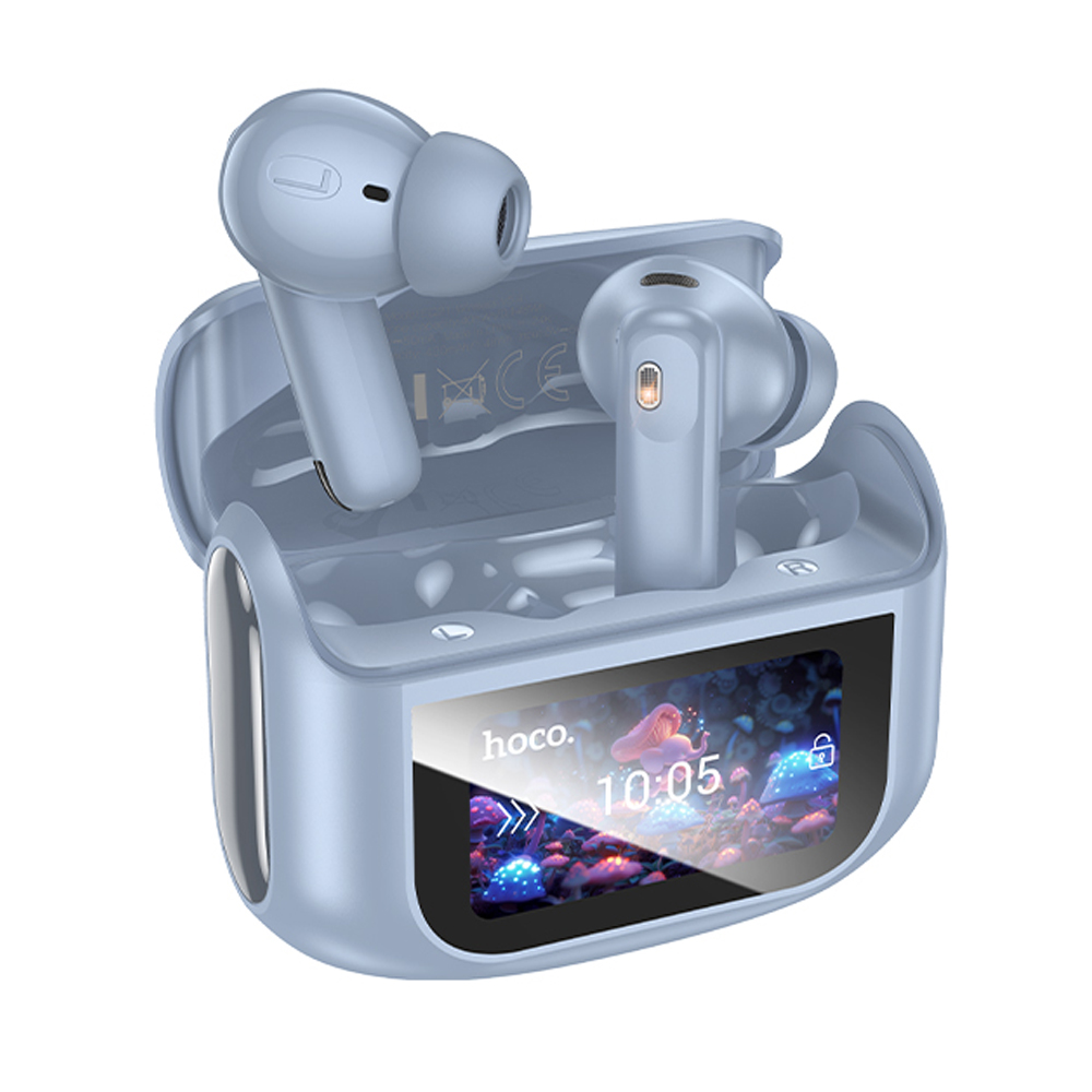 Φωτογραφία προϊόντος: Wireless Hands Free Hoco EQ21 Sandy 400mAh v5.4 με ANC ENC TWS 7 Ώρες Ομιλίας και Οθόνη Αφής Μπλε