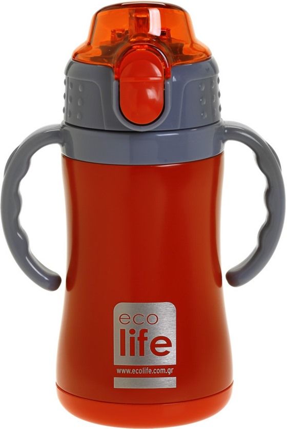 Φωτογραφία προϊόντος: Red, Kids Thermos 300ml, Ανοξείδωτο παγουράκι θερμός με εσωτερικό καλαμάκι, Ecolife