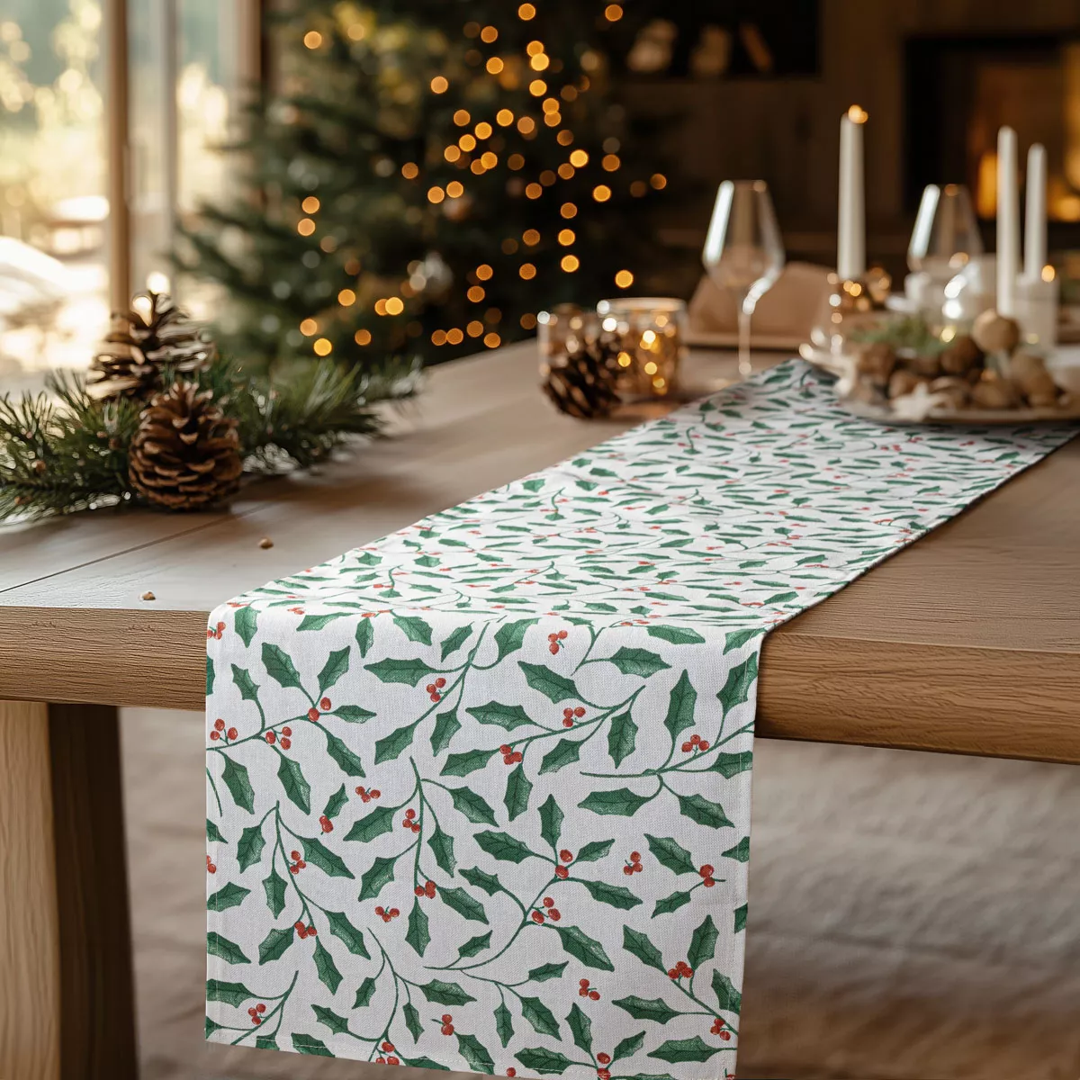 Φωτογραφία προϊόντος: ΡΑΝΝΕΡ HOLLY BRANCH XMAS