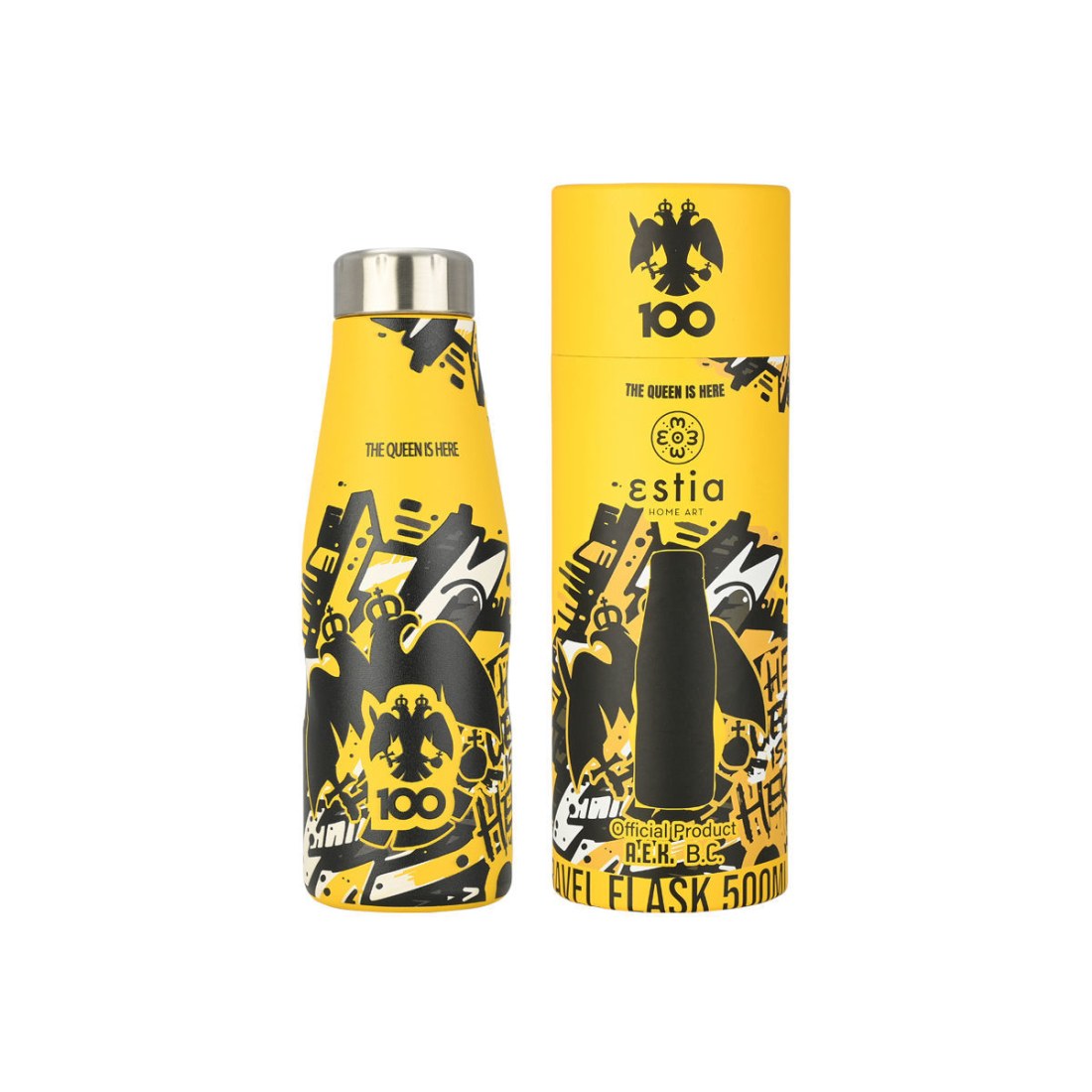 Φωτογραφία προϊόντος: ESTIA HOME ESTIA TRAVEL FLASK AEK BC THE QUEEN IS HERE 500ml
