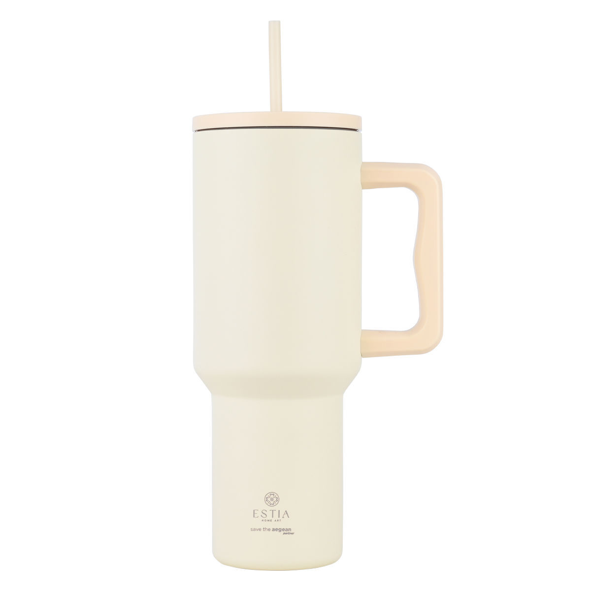 Φωτογραφία προϊόντος: ESTIA HOME ESTIA ΘΕΡΜΟΣ STRAW TUMBLER XL SAVE THE AEGEAN 1200ml LILY WHITE