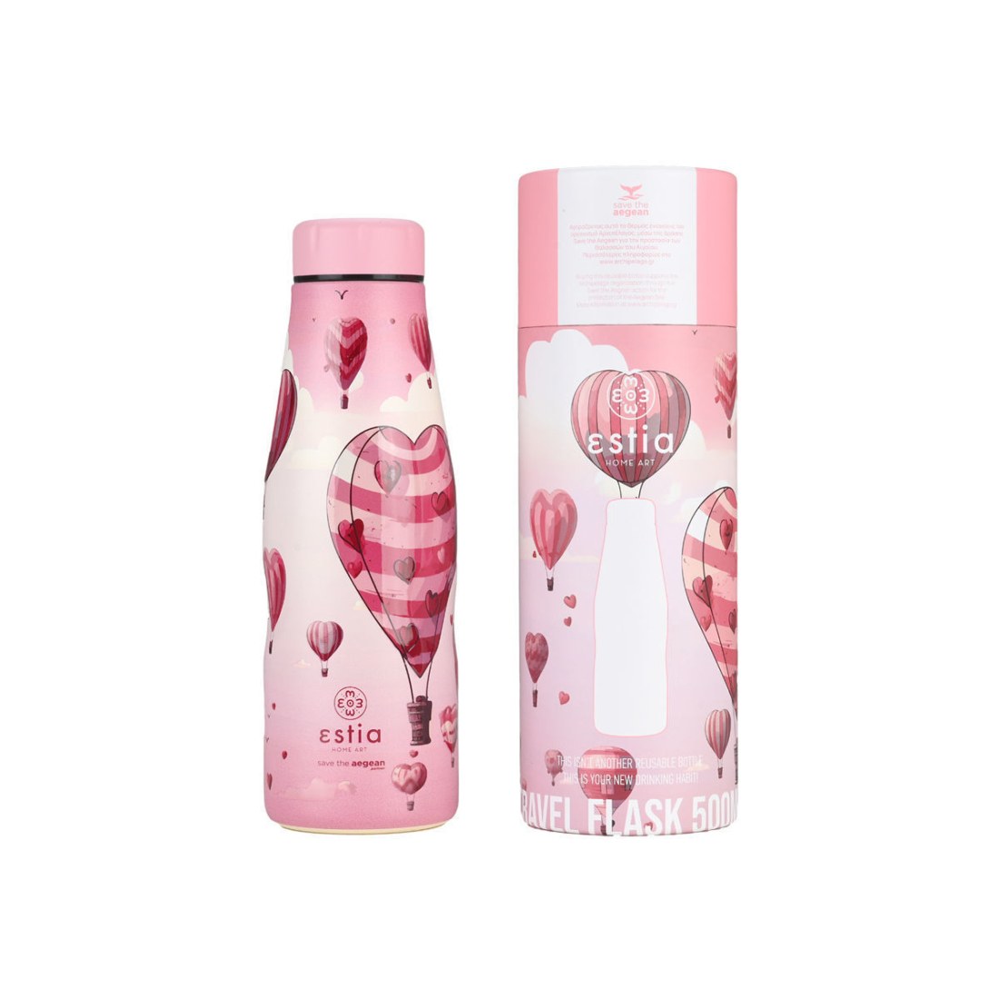 Φωτογραφία προϊόντος: ESTIA HOME ESTIA ΘΕΡΜΟΣ TRAVEL FLASK SAVE THE AEGEAN 500ml LOVE ASCEND