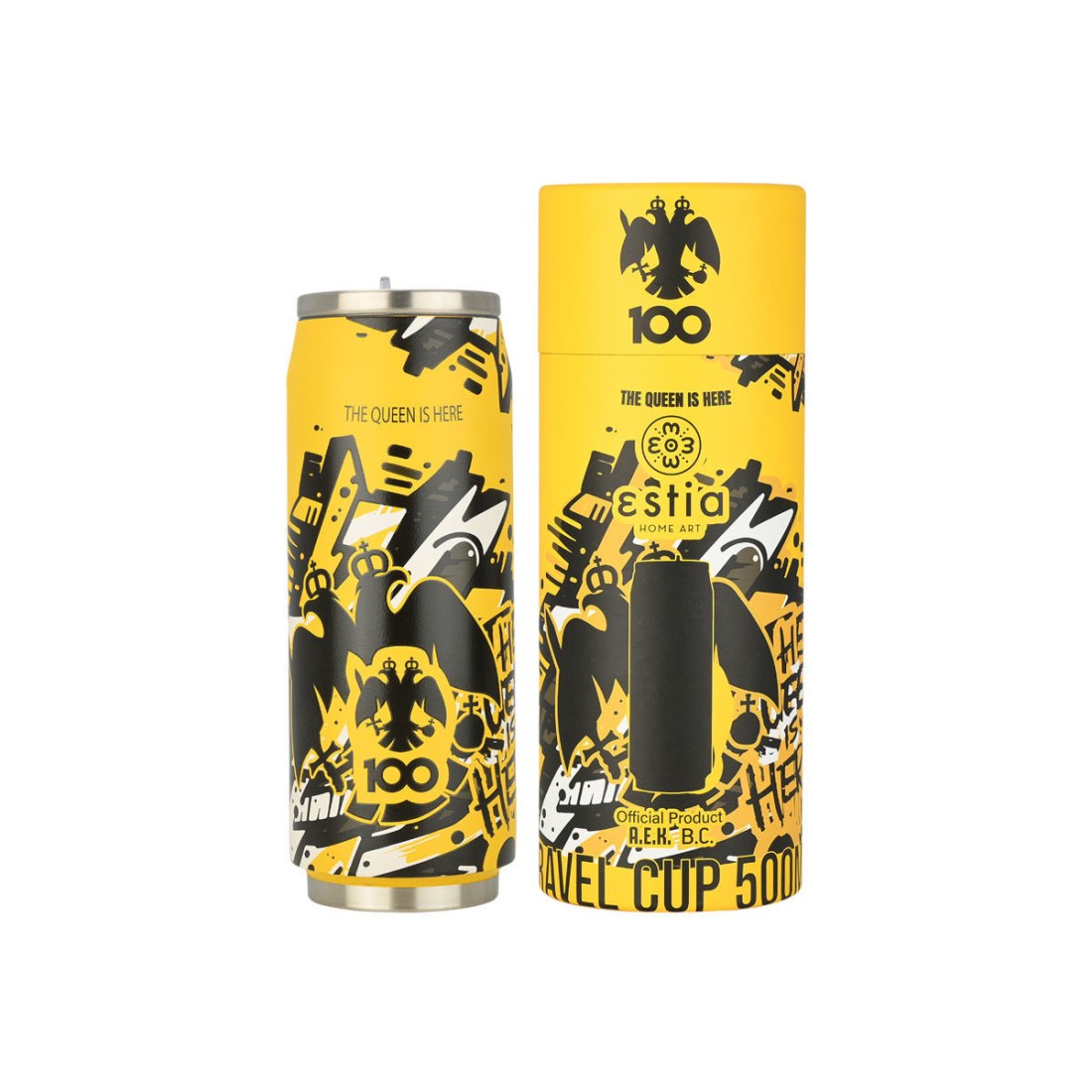 Φωτογραφία προϊόντος: ESTIA HOME ESTIA ΘΕΡΜΟΣ TRAVEL CUP AEK BC EDITION THE QUEEN IS HERE 500ml