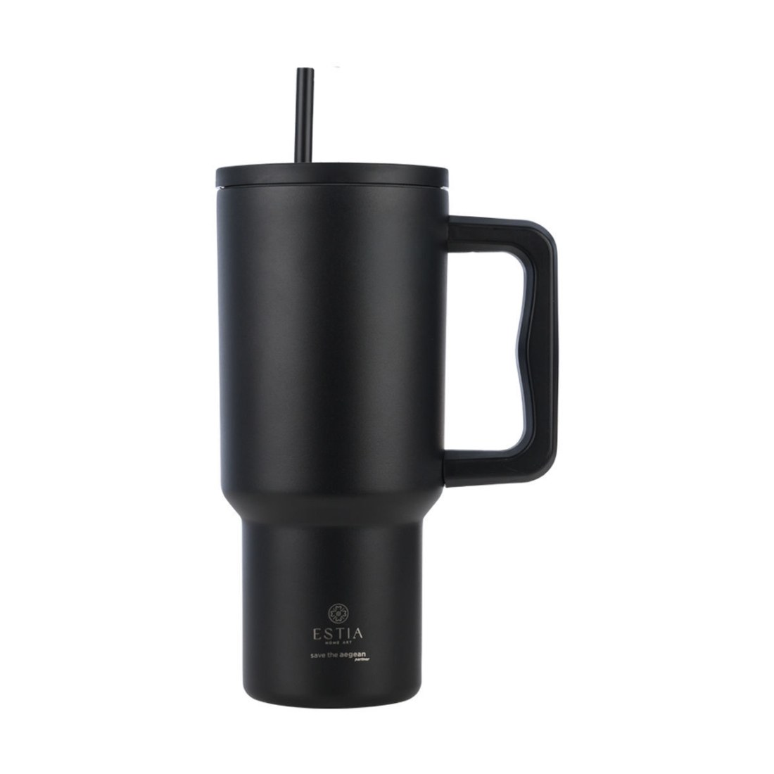 Φωτογραφία προϊόντος: ESTIA HOME ESTIA ΘΕΡΜΟΣ STRAW TUMBLER XL SAVE THE AEGEAN 900ml MIDNIGHT BLACK