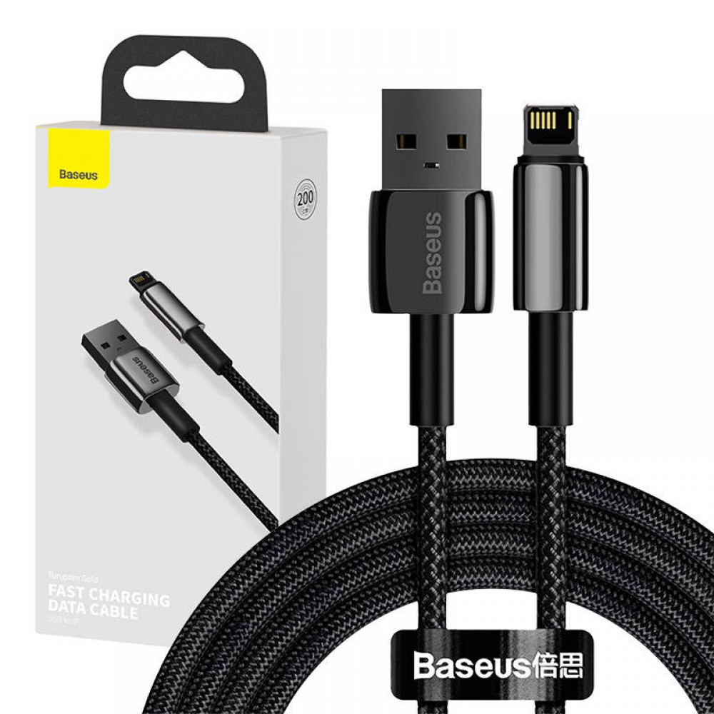 Φωτογραφία προϊόντος: Baseus Καλώδιο USB σε Lightning Tungsten Gold 2.4A 2m (Mαύρο)