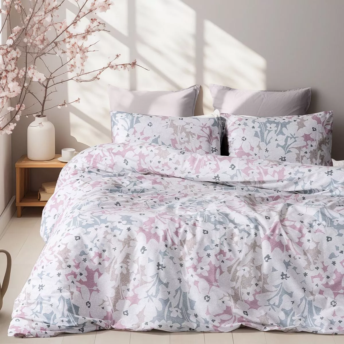 Φωτογραφία προϊόντος: Beauty Home Σετ σεντόνια King size Ninet Art 12252 270x260 Γκρι,Ροζ