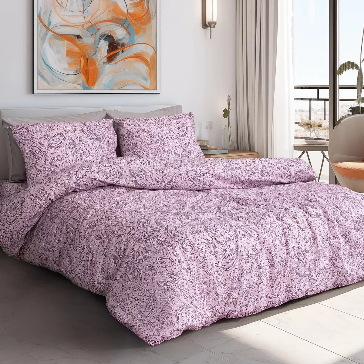 Φωτογραφία προϊόντος: Beauty Home Σετ σεντόνια υπέρδιπλα με λάστιχο Aelia Art 12257 170x200+30 Λιλά