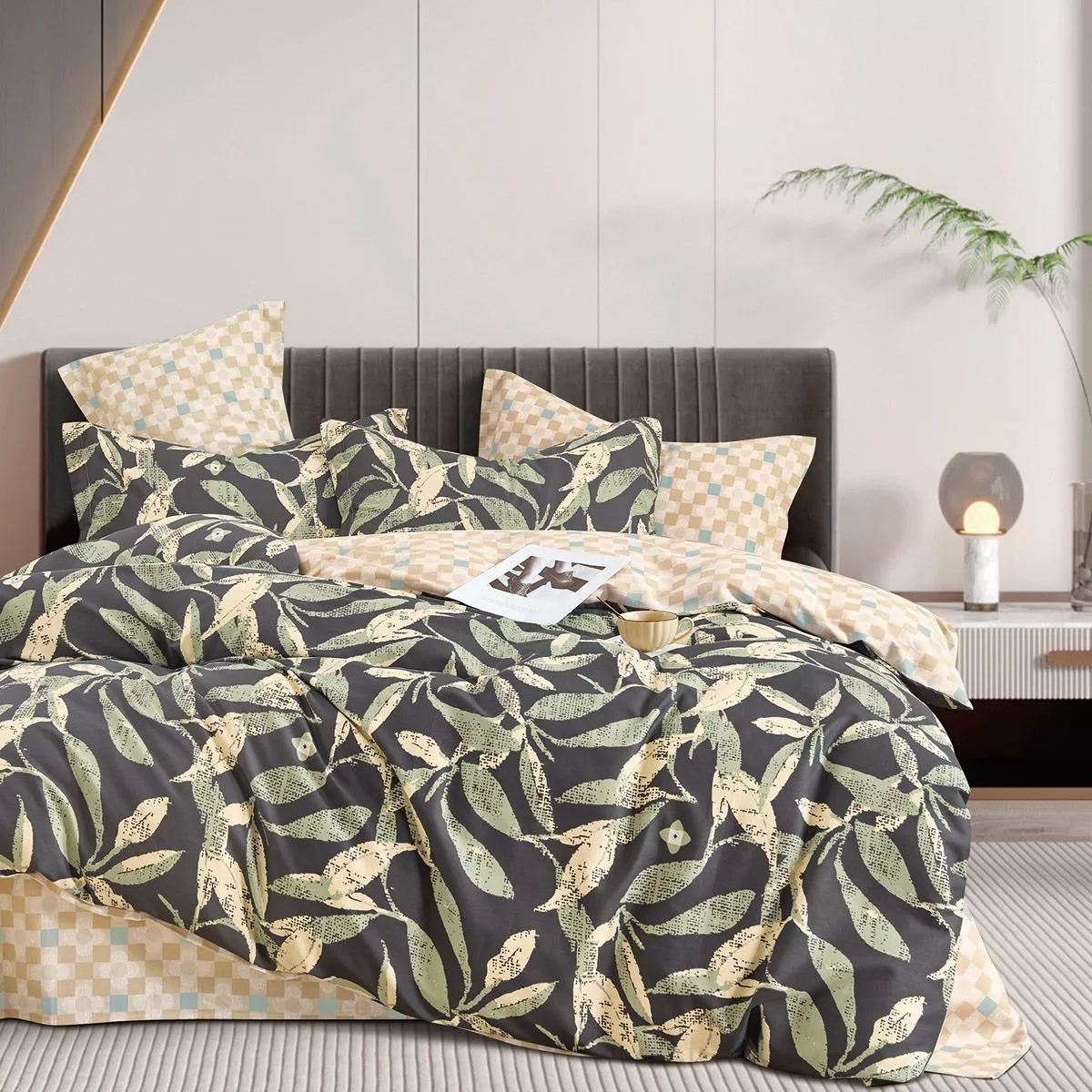 Φωτογραφία προϊόντος: Beauty Home Σετ παπλωματοθήκη υπέρδιπλη Art 12287 Antonella 230x250 Ανθρακί,Λαδί