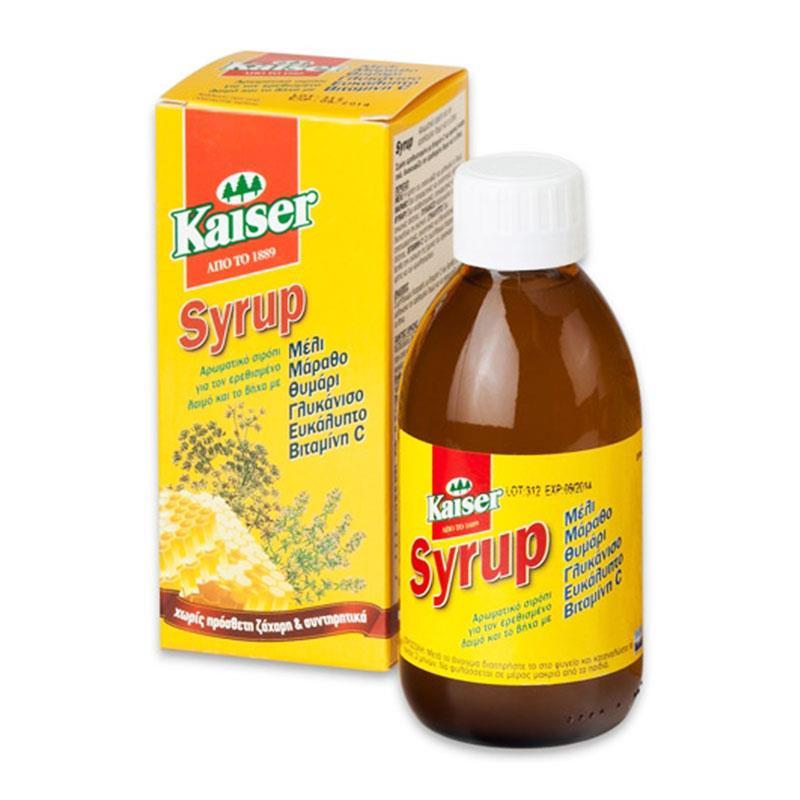 Φωτογραφία προϊόντος: Kaiser Syrup Μέλι, Μάραθο, Θυμάρι, Γλυκάνισο, Ευκάλυπτο Βιταμίνη C 200ml