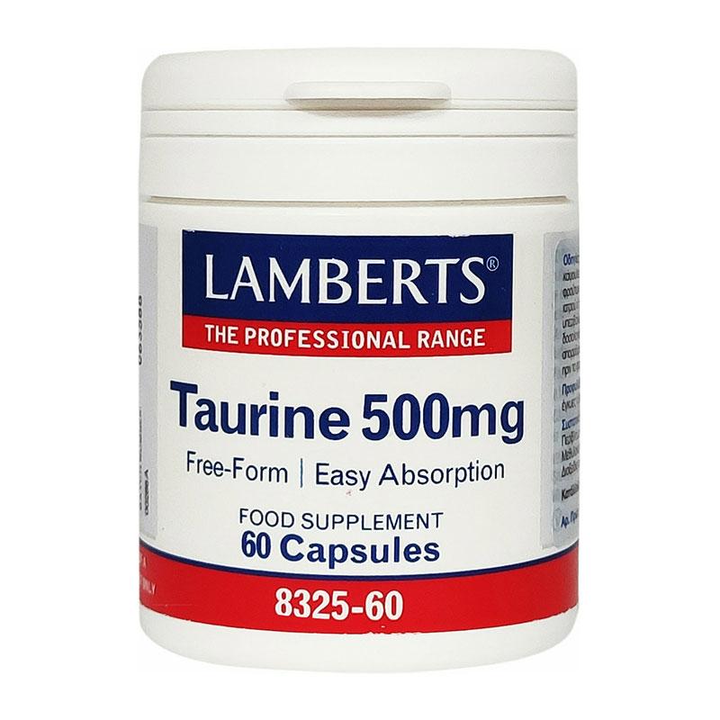 Φωτογραφία προϊόντος: LAMBERTS Taurine 500mg, Ταυρίνη για τη Φυσιολογική Λειτουργία του Εγκεφάλου, της Καρδιάς, της Χοληδόχου Κύστης, των Ματιών & του Αγγειακού Συστήματος, 60Caps