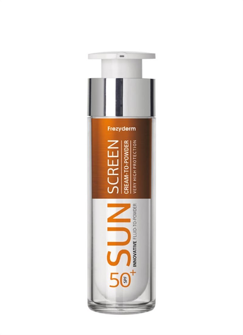 Φωτογραφία προϊόντος: FREZYDERM Sun Screen Cream-To-Powder for Face SPF50+,Αντηλιακό Προσώπου Με Αίσθηση Πούδρας, 50ml