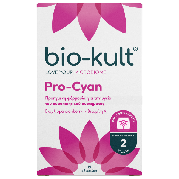 Φωτογραφία προϊόντος: PROTEXIN BIO-KULT Pro-Cyan Προηγμένη Φόρμουλα Προβιοτικών Τριπλής Δράσης για την Ενίσχυση της Υγείας του Ουροποιητικού Συστήματος, 15caps