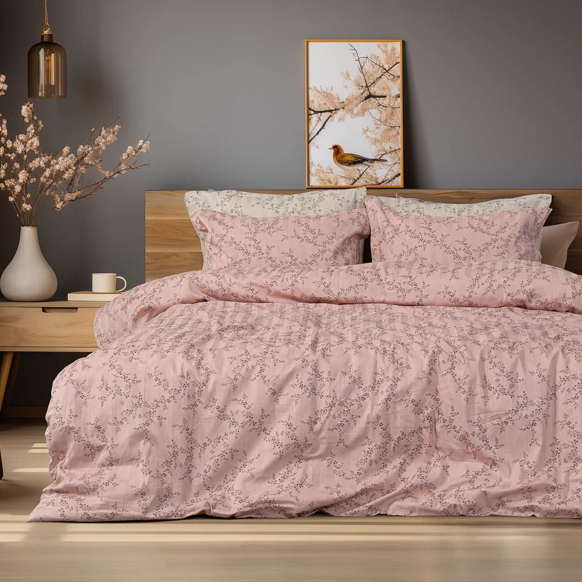 Φωτογραφία προϊόντος: Beauty Home Σετ σεντόνια υπέρδιπλα με λάστιχο Art 12214 Flora 100% Βαμβακοσατέν 300tc 170x200+30 Σομόν