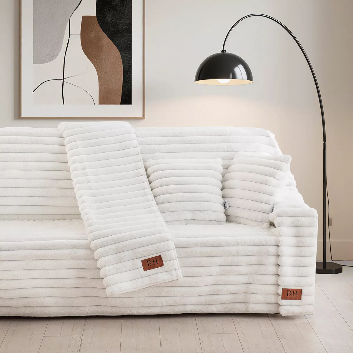 Φωτογραφία προϊόντος: Beauty Home Γούνινο ριχτάρι Μονοθέσιο Stripe Art 8728 180x160 Λευκό